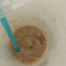 Chunks of ice deliberately blended in my smoothie after I requested less ice. Chunks of ice deliberately blended in my smoothie after I requested less ice.