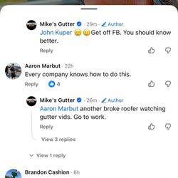 Mikes Gutter and Roof Repair - Businesses owner being disrespectful on social media