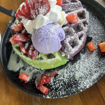 Bone Kettle - Ube and pandan waffles. Doesn't taste like waffle batter. Much heavier. - Breakfast & Brunch Near Me - Pasadena, California