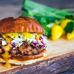 BBQ Brisket on a Pretzel Roll BBQ Brisket on a Pretzel Roll