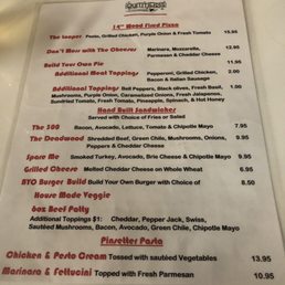 a menu for a restaurant
