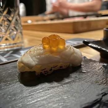 Sushi by Scratch - #12 - escolar topped with salmon roe - Sushi Bars Near Me - Los Angeles, California Sushi by Scratch - #12 - escolar topped with salmon roe - Sushi Bars Near Me - Los Angeles, California