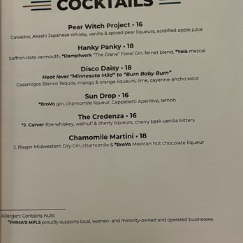 Fhima’s Minneapolis - Cocktail menu - Cocktail Bars Near Me - Minneapolis, Minnesota