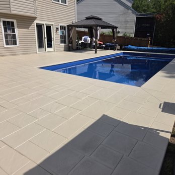 Before & After Home Improvement - Stamped colored concrete patio - Decks & Railing Near Me - Woodbridge, Virginia Before & After Home Improvement - Stamped colored concrete patio - Decks & Railing Near Me - Woodbridge, Virginia