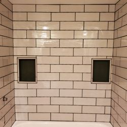 Maynard Remodeling and Tile - Porcelain tile shower walls