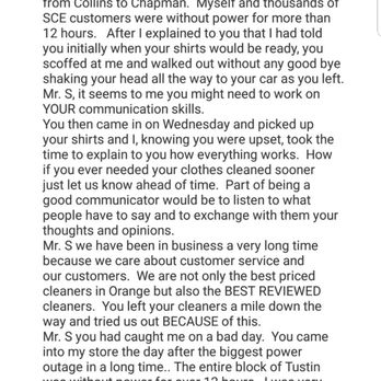 Greenway Cleaners - This was the owners response to my initial review of 3 stars that later disappeared after my updated review. 2 of 2 - Sewing & Alterations Near Me - Orange, California Greenway Cleaners - This was the owners response to my initial review of 3 stars that later disappeared after my updated review. 2 of 2 - Sewing & Alterations Near Me - Orange, California