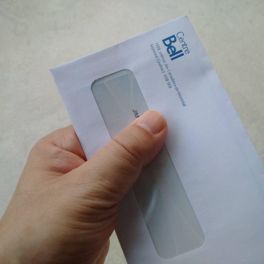 Centre Bell - Nice envelope when I picked up my tickets from the Bell Centre - Stadiums & Arenas Near Me - Montreal, Quebec