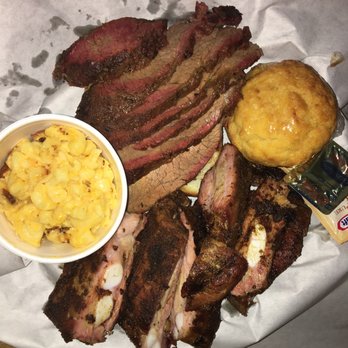 Bo Doogie's BBQ - Our 2 meat Plate with 2 of our sides, Mac & Cheese and cornbread - Barbeque Near Me - Auburn, Indiana