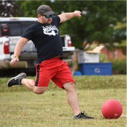 Mid-Missouri Kickball - Team Cross Fit Fringe kicking in Fall 2017