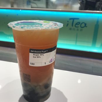 i-Tea - D4-Guava Fruit Tea with Boba and Lychee Jelly - Bubble Tea Near Me - Fremont, California
