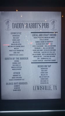 Menu photo 2 Daddy Rabbits Pub Lewisville, TX