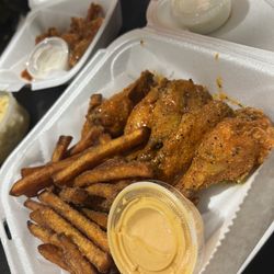 The Barnyard - Buffalo Lemon Pepper Wings and Sweet Potato Cinnamon Fries