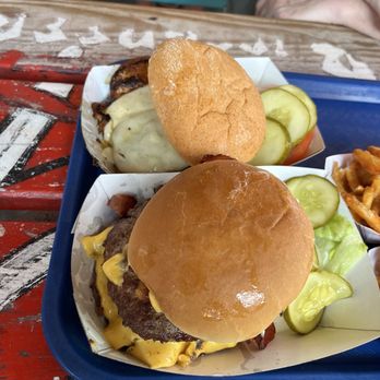 Skinny's Place - Fatty Bacon Cheeseburger Grilled Chicken Breast Sandwich - Burgers Near Me - Holmes Beach, Florida Skinny's Place - Fatty Bacon Cheeseburger Grilled Chicken Breast Sandwich - Burgers Near Me - Holmes Beach, Florida