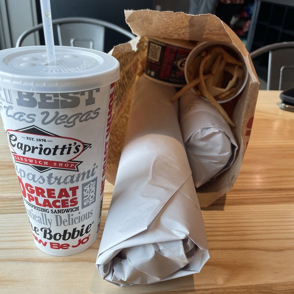 Capriotti's Sandwich Shop - A LARGE wagyu cheese steak, medium Capastrami, and small fries - Sandwiches Near Me - Madison, Alabama Capriotti's Sandwich Shop - A LARGE wagyu cheese steak, medium Capastrami, and small fries - Sandwiches Near Me - Madison, Alabama