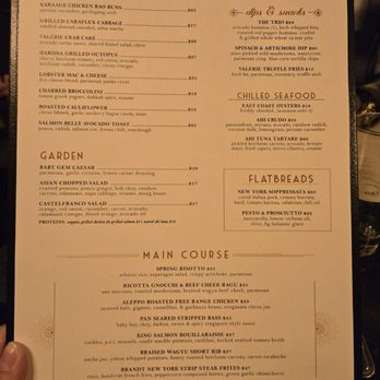 Valerie - Dinner menu - New American Near Me - New York, New York Valerie - Dinner menu - New American Near Me - New York, New York