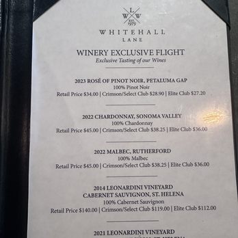Whitehall Lane Winery - Menu - Wineries Near Me - St. Helena, California Whitehall Lane Winery - Menu - Wineries Near Me - St. Helena, California