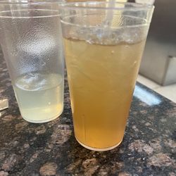Bedford Diner - Separate glasses of lemonade and iced tea for my Arnold Palmer
