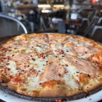 Angelos Brick Oven Pizzeria - Gluten-free smoked salmon and pink peppercorn pizza. - Pizza Near Me - Wildomar, California Angelos Brick Oven Pizzeria - Gluten-free smoked salmon and pink peppercorn pizza. - Pizza Near Me - Wildomar, California