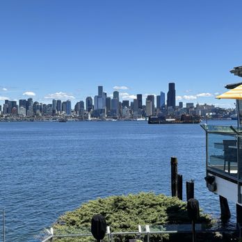Salty's on Alki - The view from Salty's outdoor deck. - Seafood Near Me - Seattle, Washington Salty's on Alki - The view from Salty's outdoor deck. - Seafood Near Me - Seattle, Washington