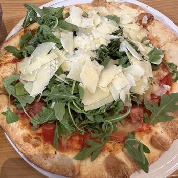 Firehall Pizza - JOHNNY LOMBARDI Spicy tomato sauce, caramelized onion, prosciutto, grana padano, arugula - Pizza Near Me - Blue Mountains, Ontario