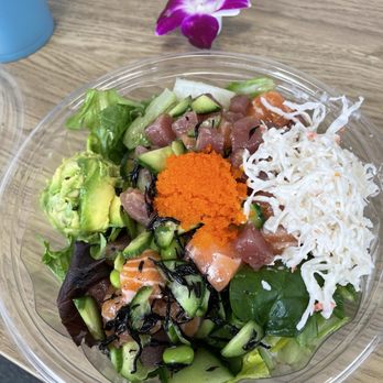 Pokeworks - My Poke Bowl (Regular) with salad greens as a base, salmon & ahi, avocado, masago & faux crab. - Salad Near Me - San Francisco, California
