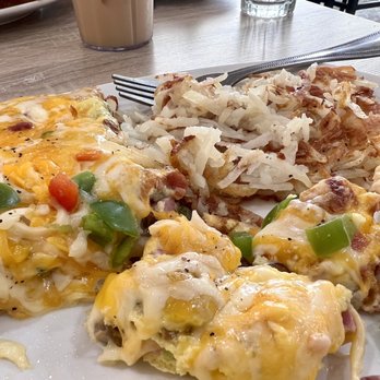 Scramblers Restaurant - The Ultimate Omelette with hash browns and biscuit. - Breakfast & Brunch Near Me - Jacksonville, Florida Scramblers Restaurant - The Ultimate Omelette with hash browns and biscuit. - Breakfast & Brunch Near Me - Jacksonville, Florida