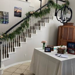 Garland with eucalyptus and roses.