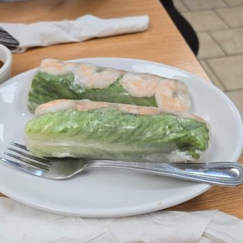 The Pho Restaurant - The fresh shrimp rolls were huge! (Dinner fork for comparison). Excellent! - Vietnamese Near Me - Jackson, Ohio