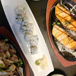Chicken Teriyaki + Salmon teriyaki dinners + a side of California roll Chicken Teriyaki + Salmon teriyaki dinners + a side of California roll