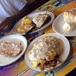 TJ's Homestyle Restaurant - French toast, chicken fried steak & eggs, sausage scramble and biscuits ...yummy