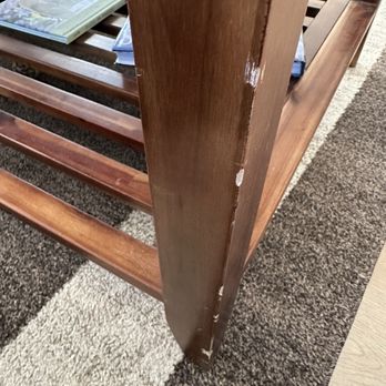 McCarthy's Moving & Storage - Damage to corner of coffee table leg - Self Storage Near Me - Weymouth, Massachusetts