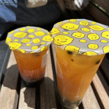 Happy Lemon - Passion fruit green tea 50% sweet and regular ice & Mango passion fruit green tea 50% sweet and regular ice - Bubble Tea Near Me - San Francisco, California