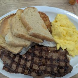 Huge steak with the steak and egg combo Huge steak with the steak and egg combo