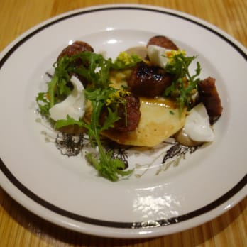 Odd Duck - Andouille, Cornmeal Pancake, Coffee Mayonnaise - American Near Me - Austin, Texas