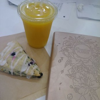 The Lost Bean - Orange juice and a blue berry scone - Coffee & Tea Near Me - Irvine, California
