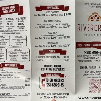 RiverCrust Deli - Menu March 2023 - Delis Near Me - Riverside, California