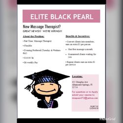 Black Pearl Massage - ATTENTION We are HIRING ‼ Currently Seeking A Massage Therapist ! Please send all resumes to misspearl72@yahoo.com