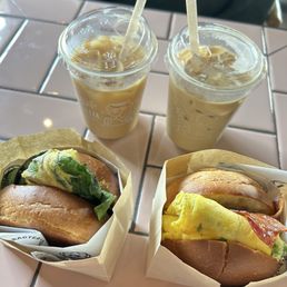 breakfast sandwiches & coffees