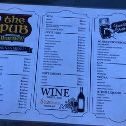 The Pub Hideaway - Menu