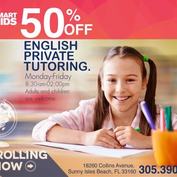 SmartKids - We are offering a 50% discount for English private classes for kids and adults. #50offnow #englishprivateclasses #smartkids #discount - Specialty Schools Near Me - Sunny Isles Beach, Florida SmartKids - We are offering a 50% discount for English private classes for kids and adults. #50offnow #englishprivateclasses #smartkids #discount - Specialty Schools Near Me - Sunny Isles Beach, Florida