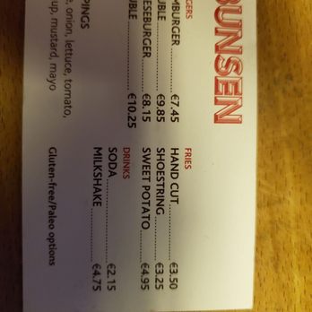 Bunsen - Menu - simple and to the point - Burgers Near Me - Dublin, D