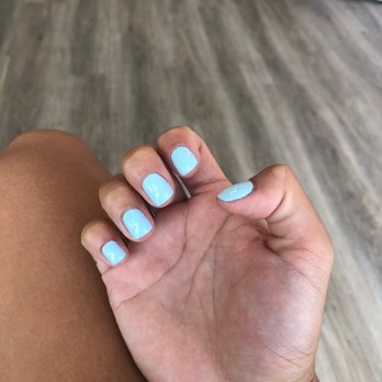 Gummme Nails & Spa - Light blue regular manicure and polish for $20 - Nail Salons Near Me - Bellflower, California