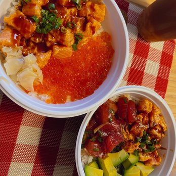 Domo Cafe Kahala - Spicy salmon and ikura bowl and the Mixed Poke Bowl - Sushi Bars Near Me - Honolulu, Hawaii Domo Cafe Kahala - Spicy salmon and ikura bowl and the Mixed Poke Bowl - Sushi Bars Near Me - Honolulu, Hawaii