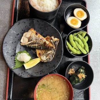 Suehiro DTLA - Mackerel breakfast with side dishes, miso soup & rice - Ramen Near Me - Los Angeles, California Suehiro DTLA - Mackerel breakfast with side dishes, miso soup & rice - Ramen Near Me - Los Angeles, California