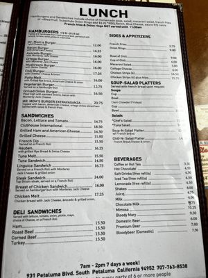 Menu photo 2 Mr. Mom's Cafe Petaluma, CA