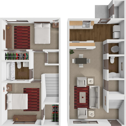 Springcreek Apartments and Townhomes - 2-Bedroom x 1.5-Bathroom Townhome Floor Plan