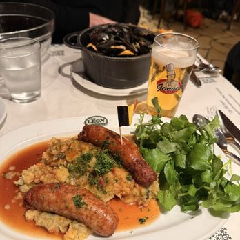 Chez Léon - Mash potatoes with sausages - Belgian Near Me - Brussels, BRU