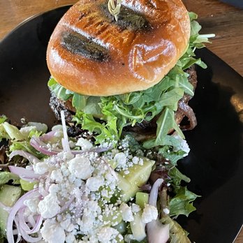The Russell - The Russell Burger with a side salad - Salad Near Me - Kansas City, Missouri The Russell - The Russell Burger with a side salad - Salad Near Me - Kansas City, Missouri