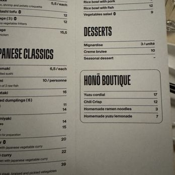 Honō Izakaya - Menu as of November 2025 - Japanese Near Me - Quebec City, Quebec Honō Izakaya - Menu as of November 2025 - Japanese Near Me - Quebec City, Quebec