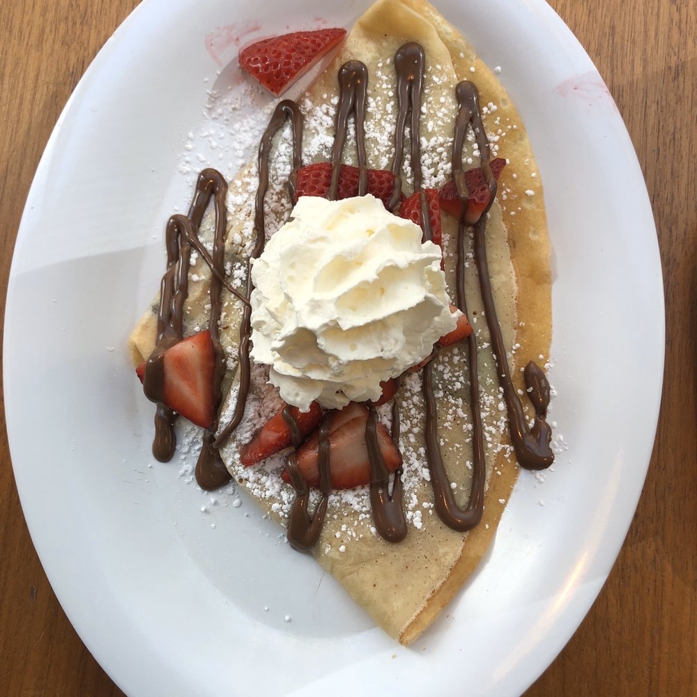 Nutella Cafe - Crepes with strawberry and whipped cream - Desserts Near Me - Chicago, Illinois Nutella Cafe - Crepes with strawberry and whipped cream - Desserts Near Me - Chicago, Illinois